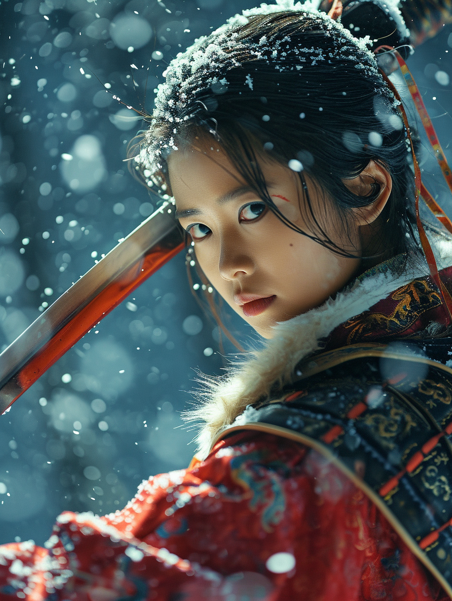 Chinese longsword girl in Tang Dynasty clothing