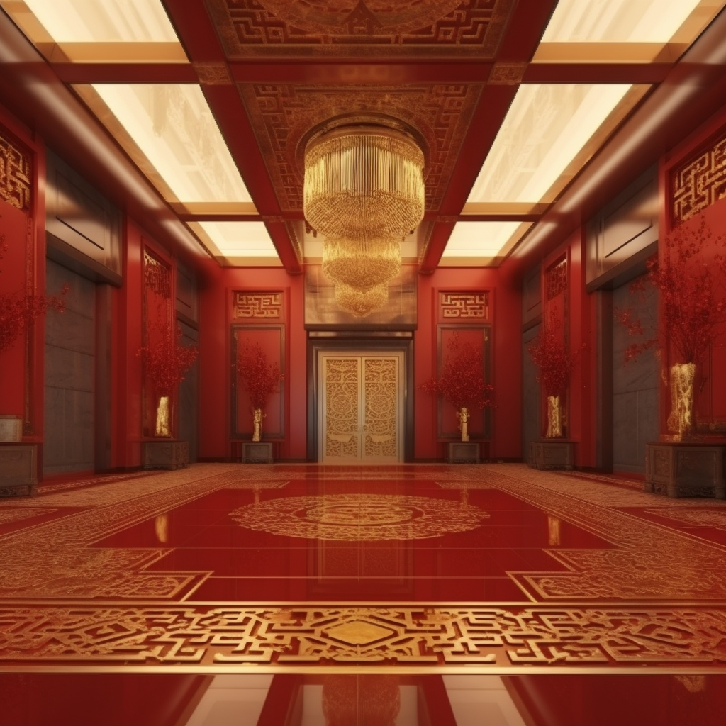 Luxurious Chinese Lunar New Year Lobby Background