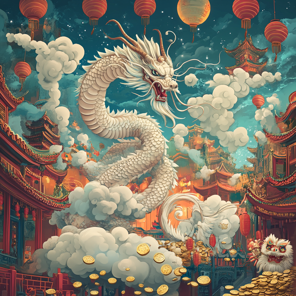 Mythical Chinese Naga Dragon Serpent Illustration