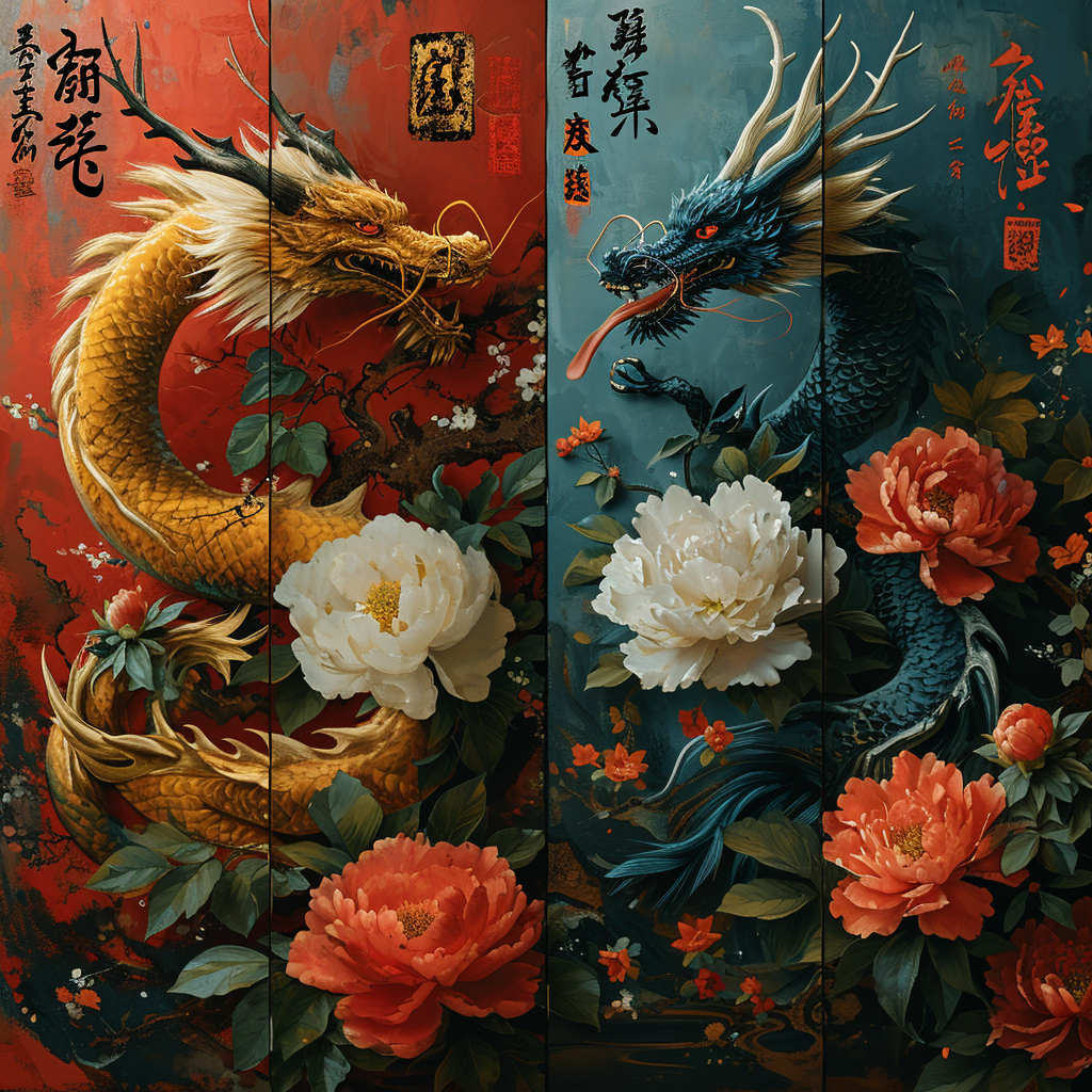 Colorful Chinese New Year Dragon Elements