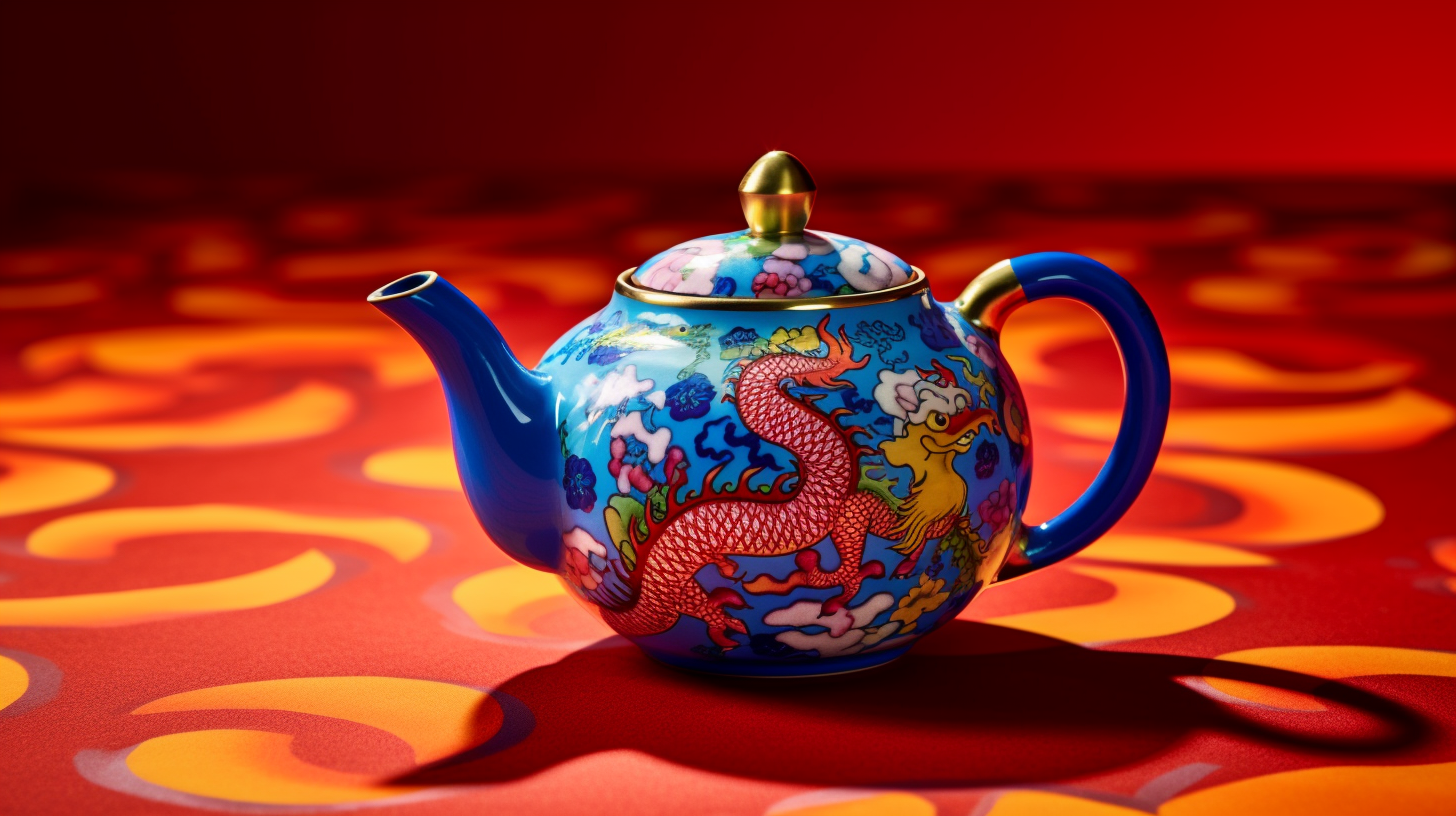 Intricate Chinese pattern on teapot