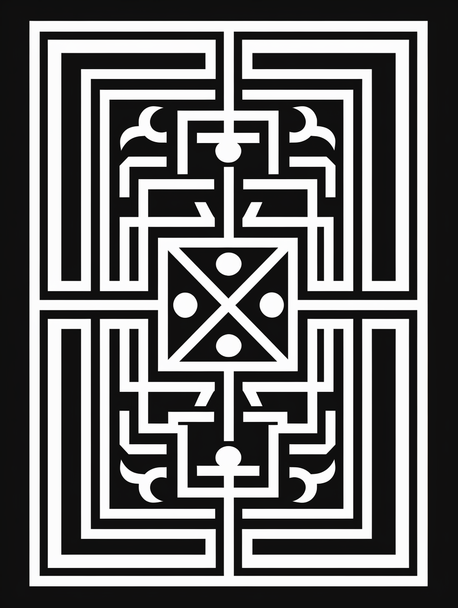 Chinese rectangle design in black and white