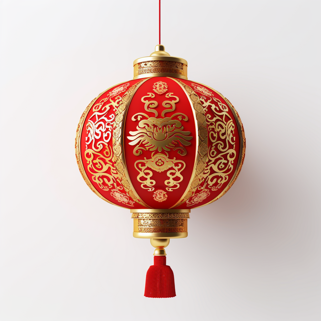 Traditional Chinese Lantern with Gold Designs    (6 words)