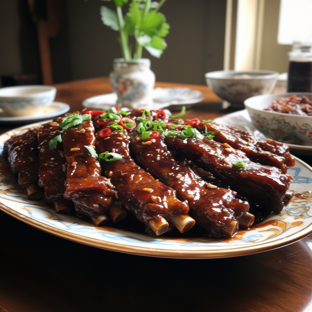 Chinese spare ribs close-up