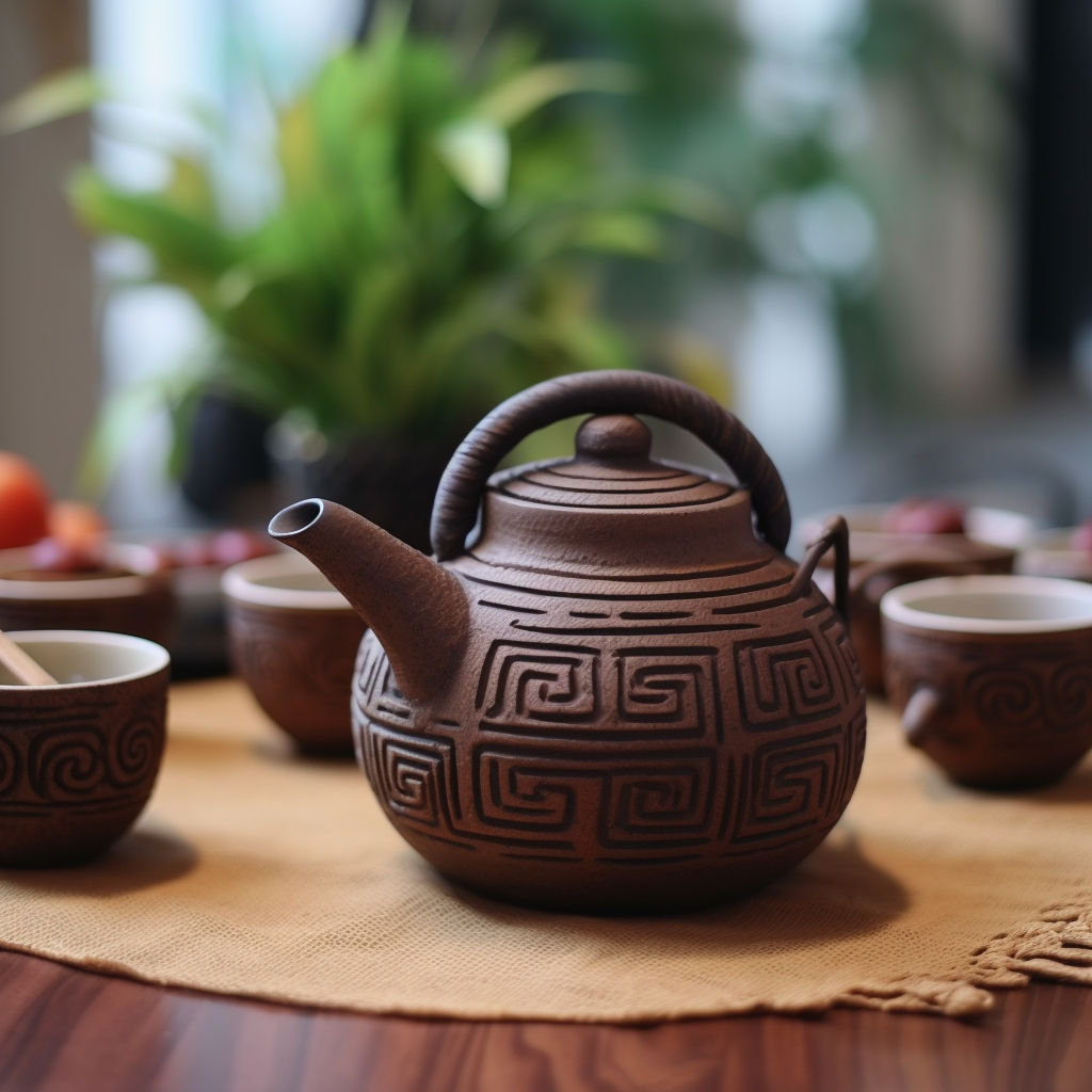 Chinese tea pot Yaozhou kiln infinity carving