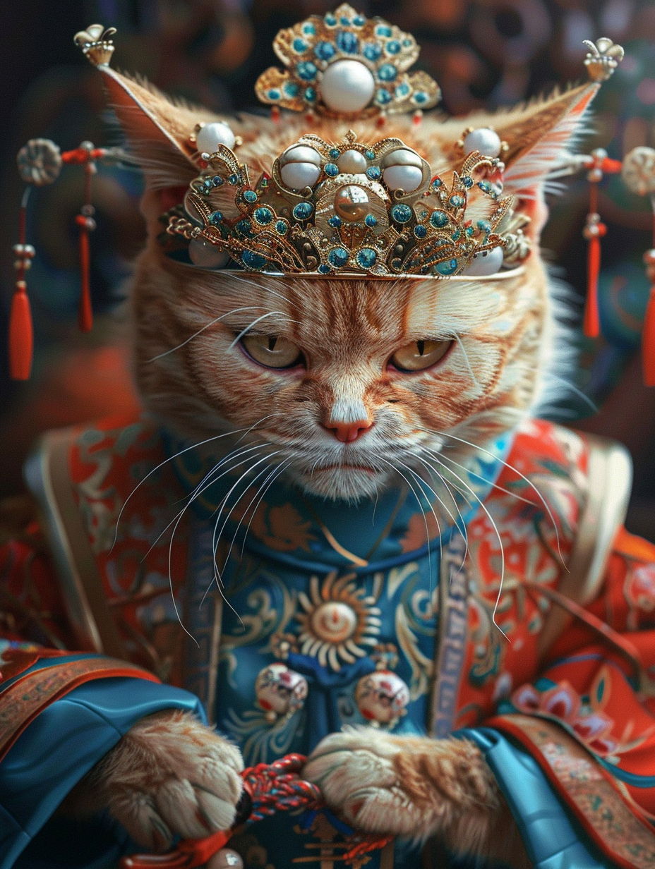 Angry Chinese wallpaper cat