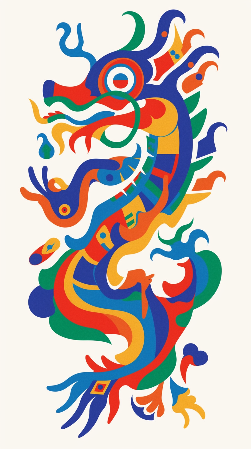 Chinese wind dragon minimalist illustration