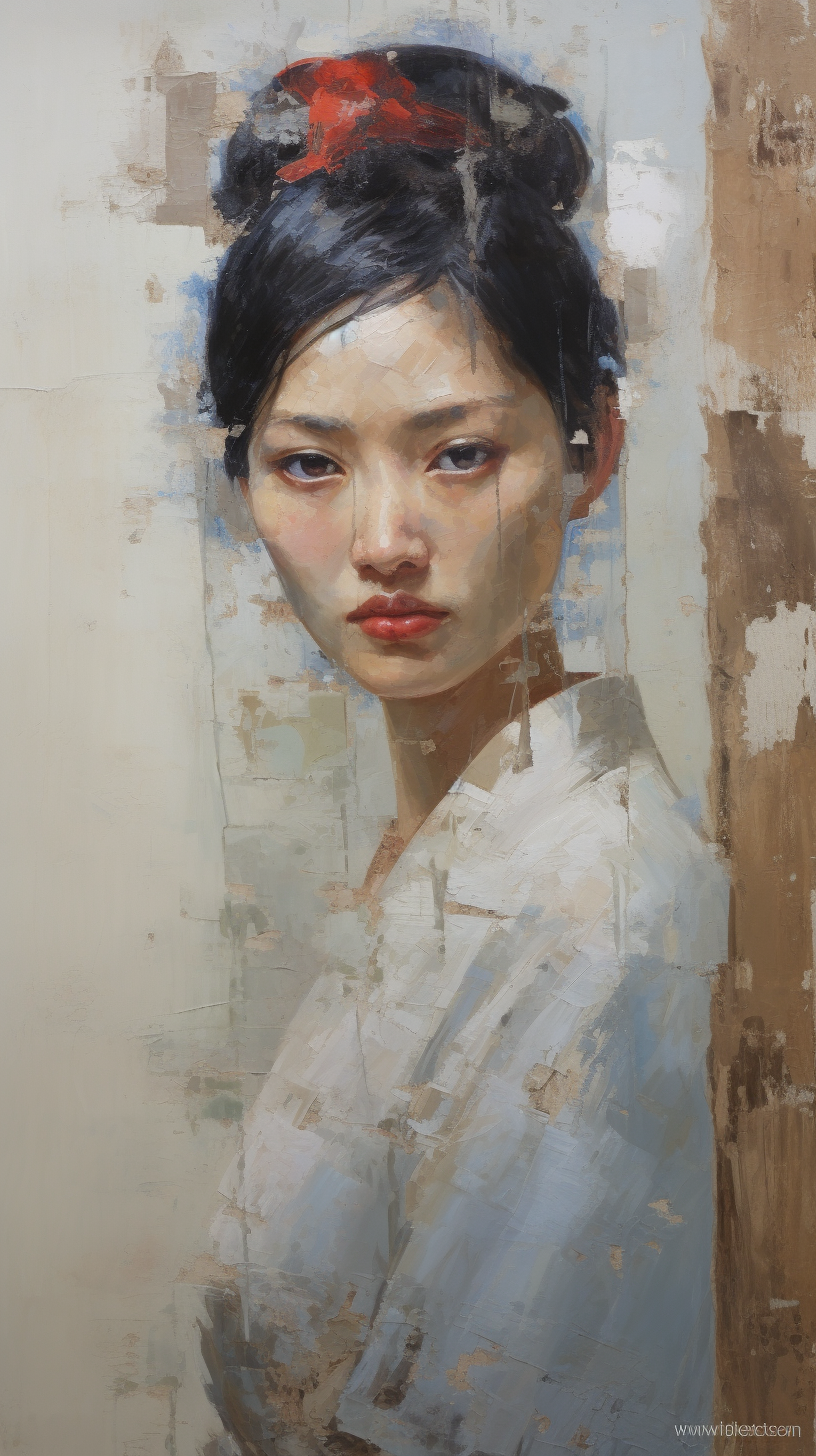 Beautiful Chinese woman painting artwork