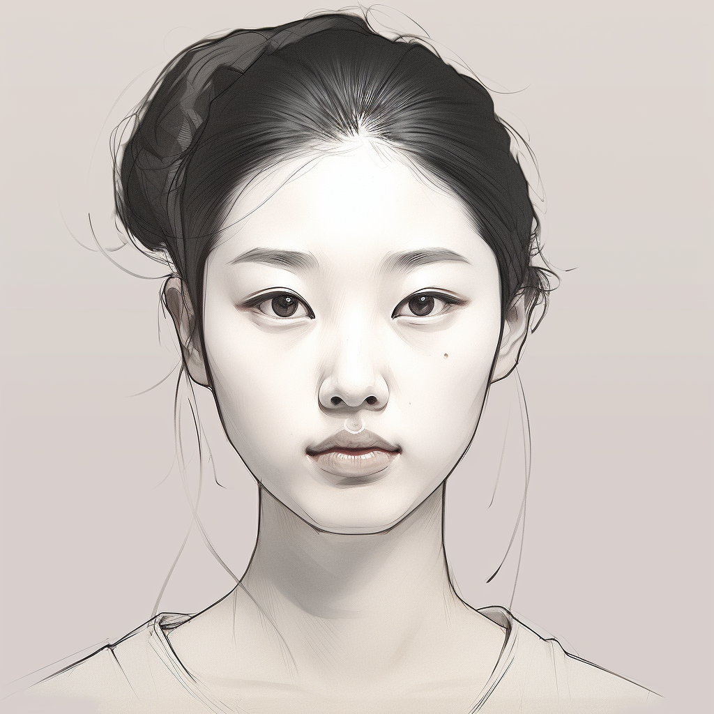 Chinese girl with facial outline breakdown