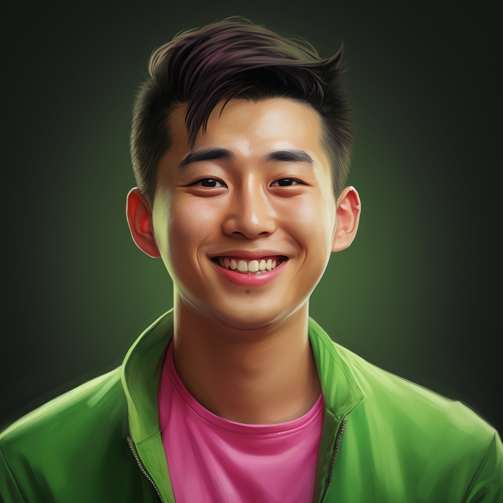 Smiling Chinese Man in Pixar Style