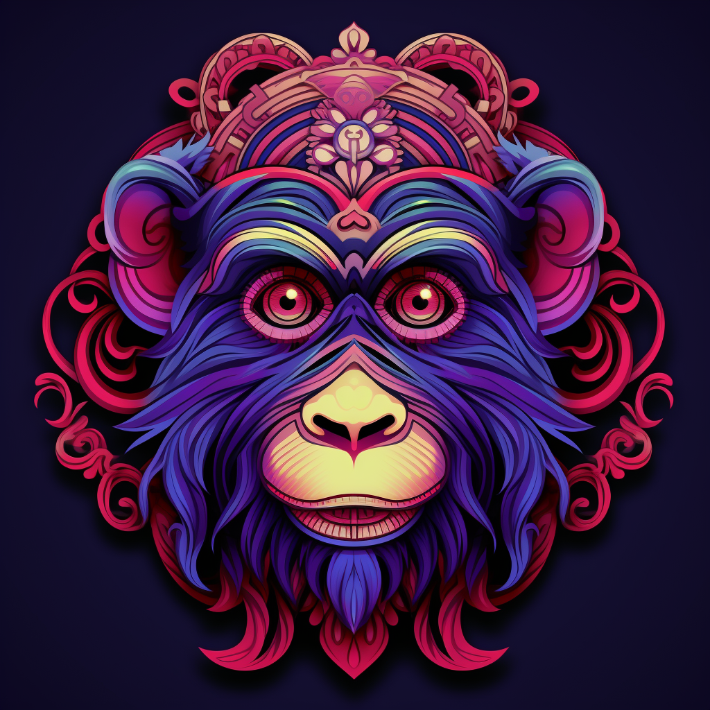 Vector illustration of Chinese wood monkey