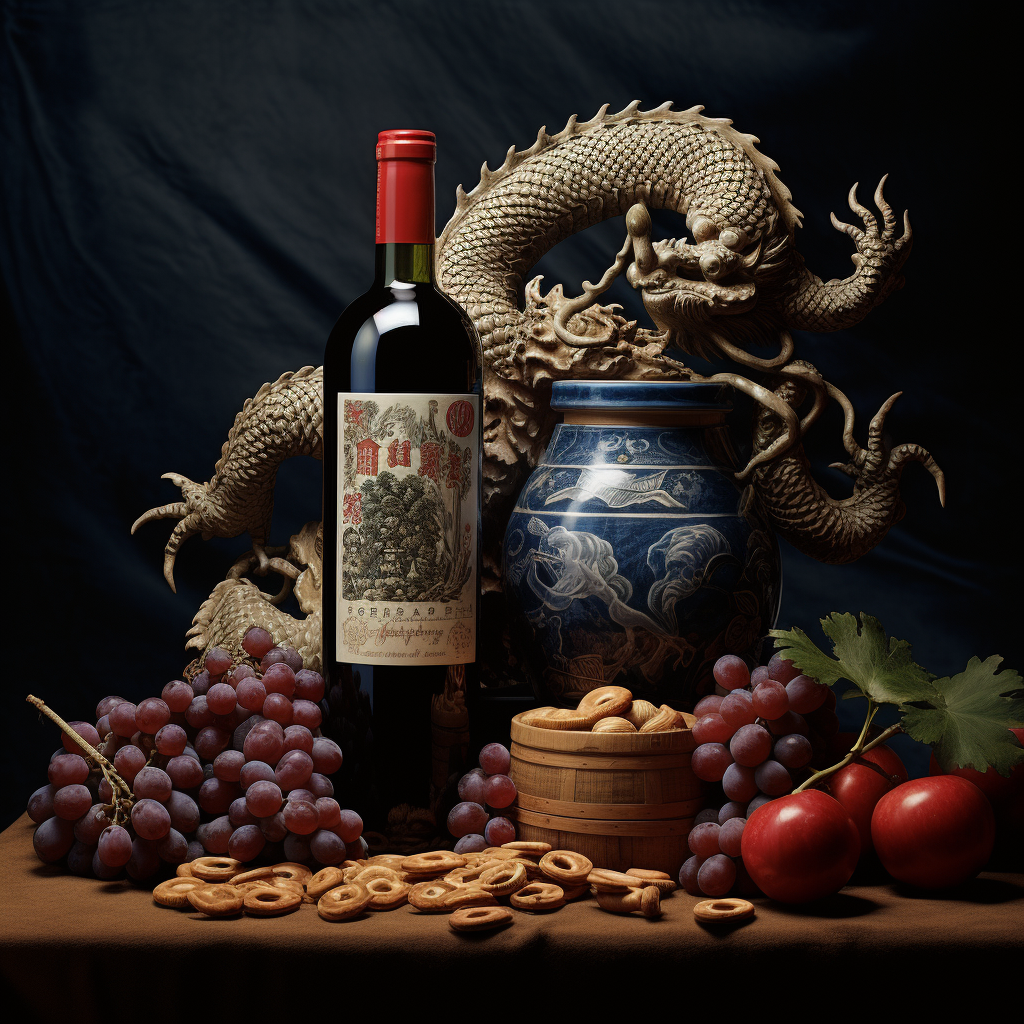 Chinese Dragon Logo with Wine Jar