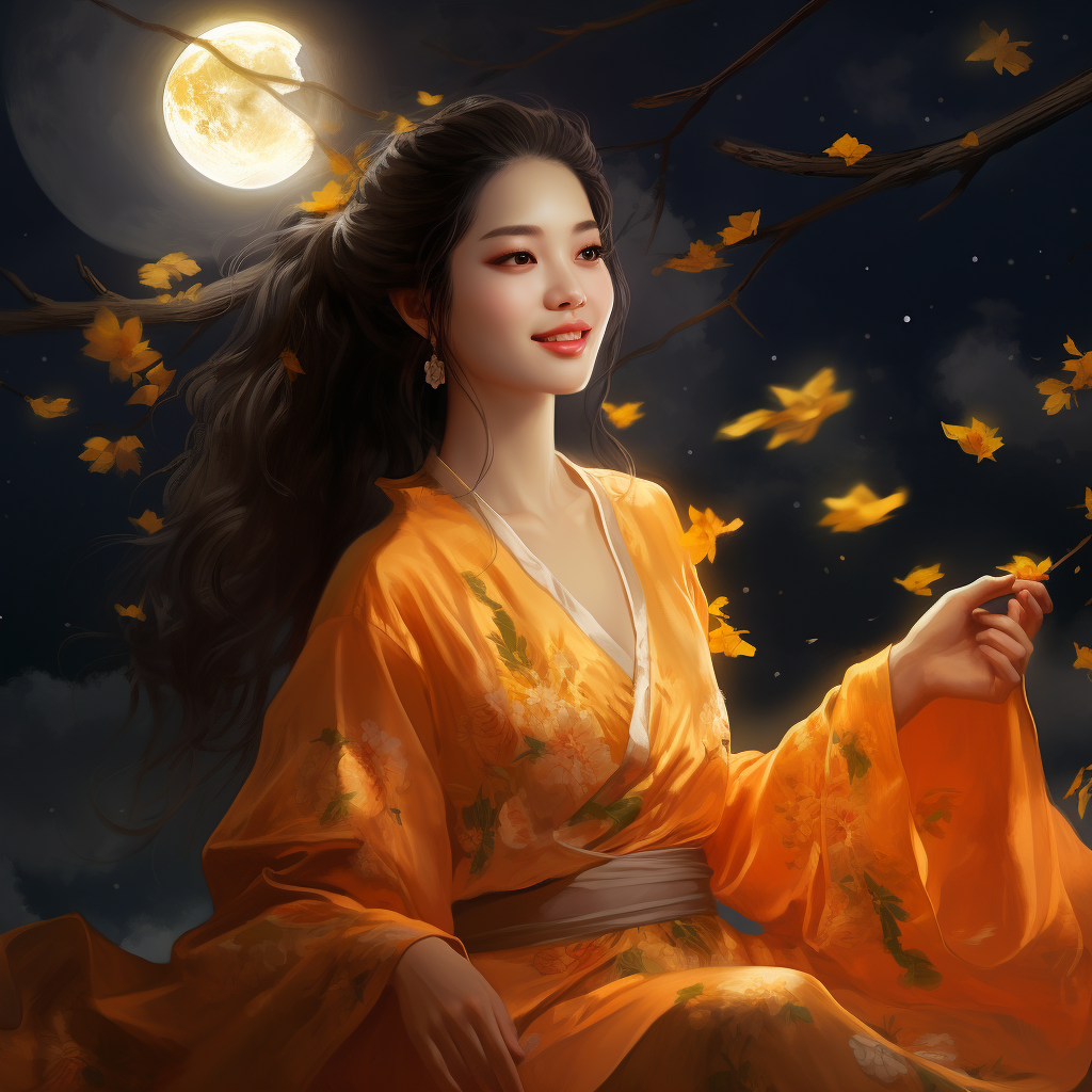 Smiling Chinese Girl Holding Mooncake
