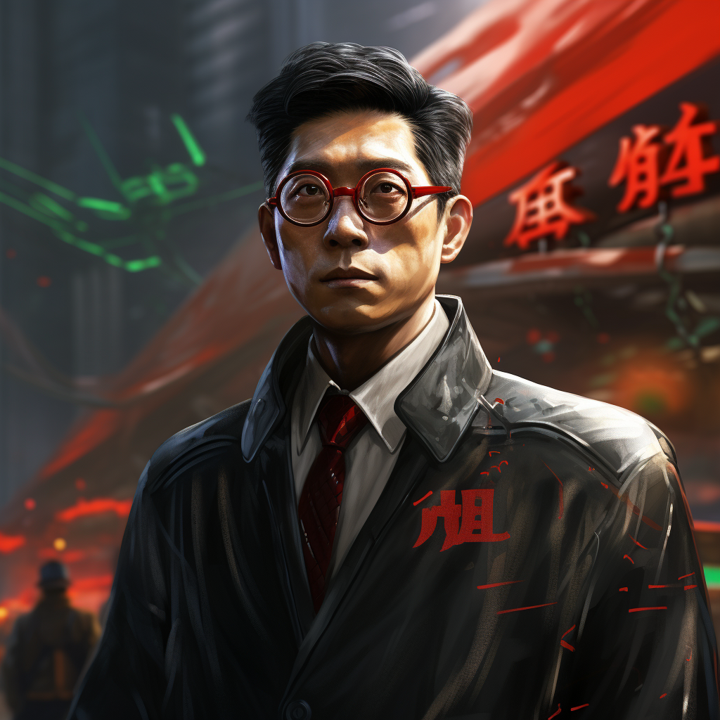 Digital Art of Chinese Hero with Glasses