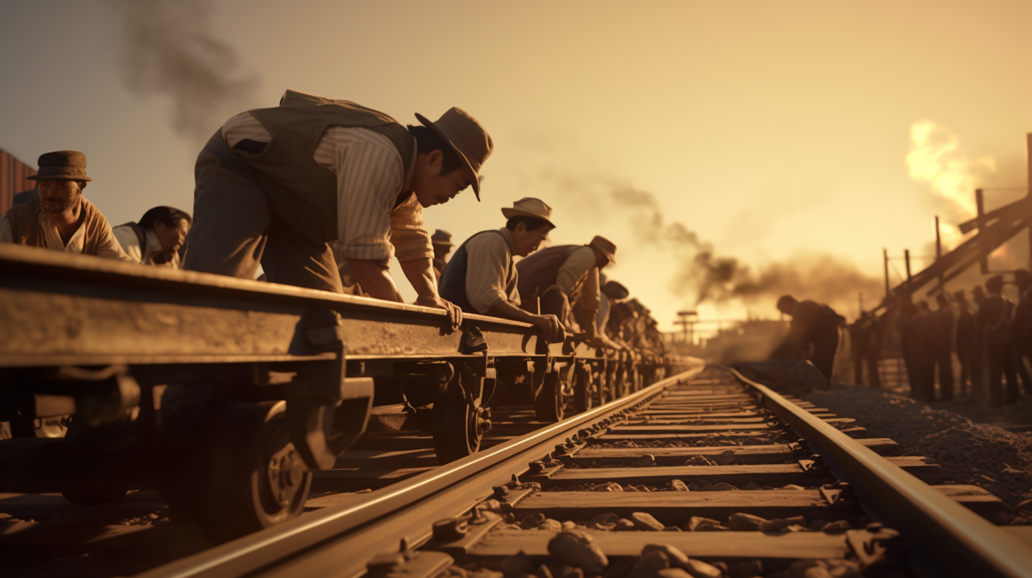 Chinese immigrants working on Transcontinental Railroad