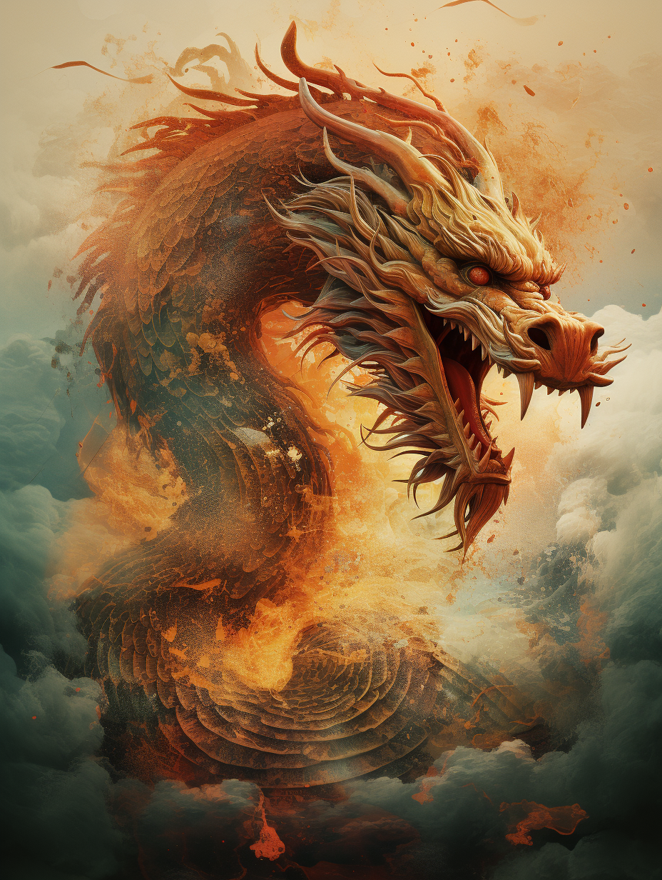 Dragon movie poster in red and gold colors