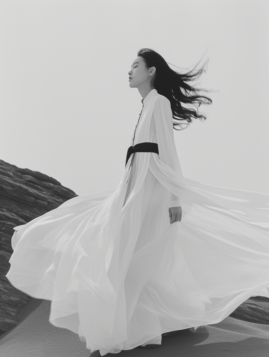 Chinese Zen Fashion in Natural Black and White