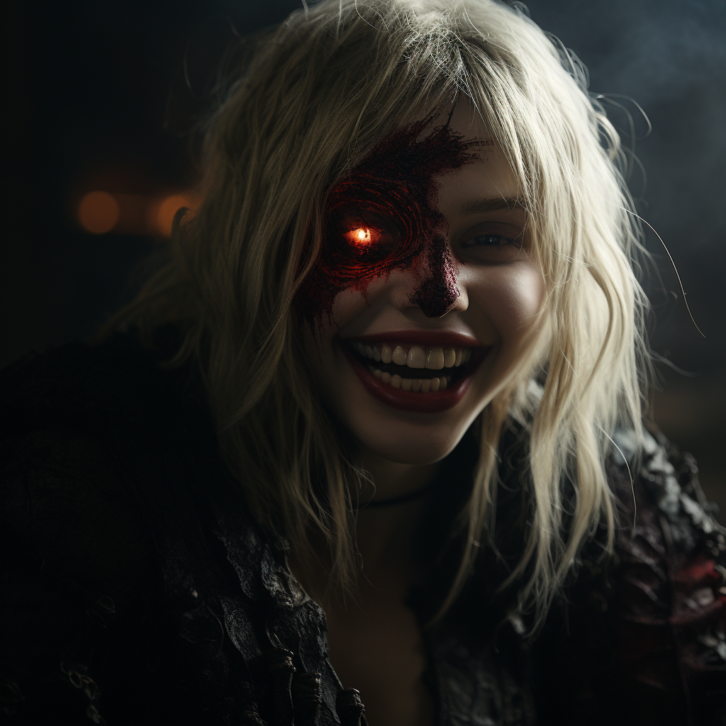 Chloe Grace Moretz as a vampire with detailed fangs