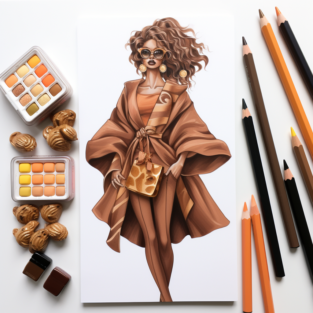 Chocolate candy fashion look sketch