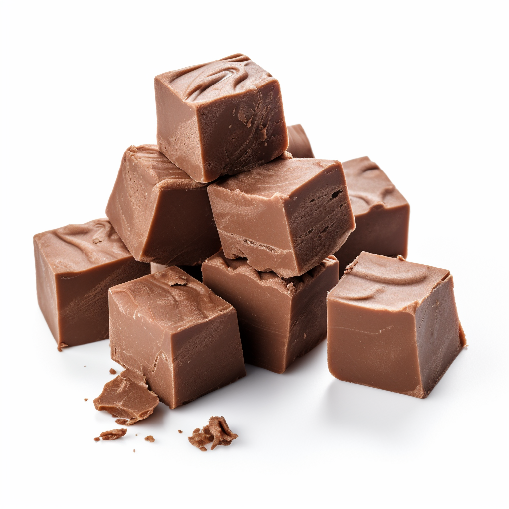 Chocolate Fudge on White Background