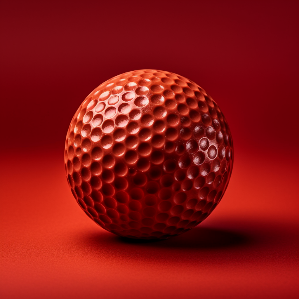 Super realistic chocolate golf ball on red background