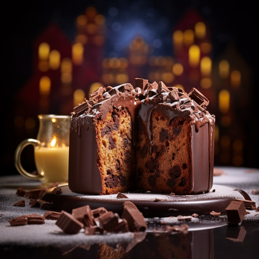 Slice of Chocolate Panettone with River of Chocolate