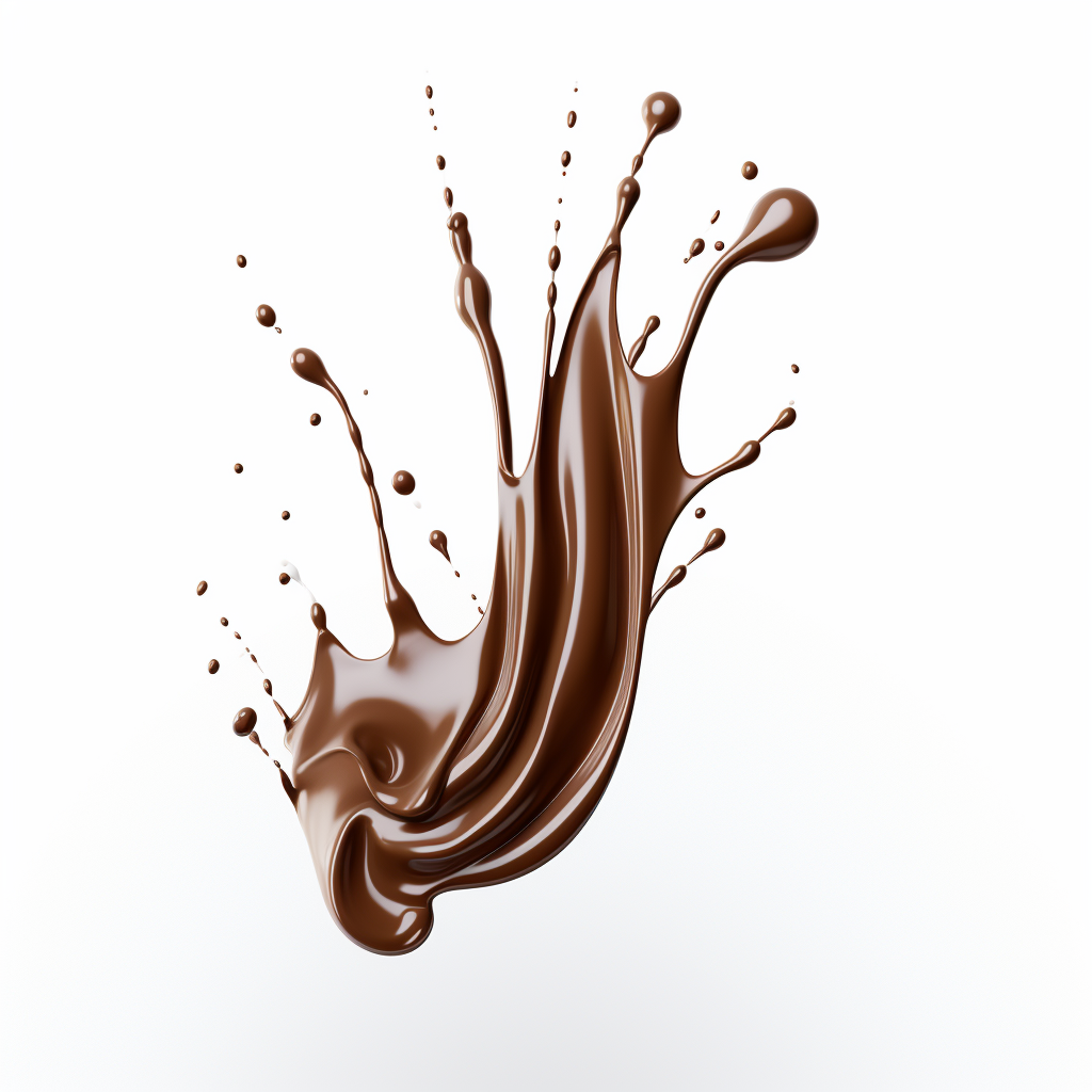 Chocolate Syrup Falling on White Background