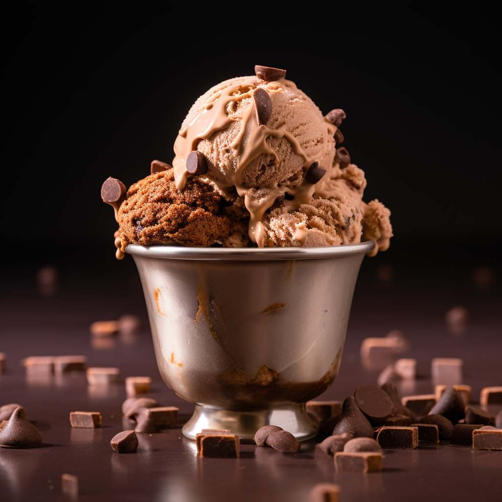 Chocolate ice cream cup with cookies