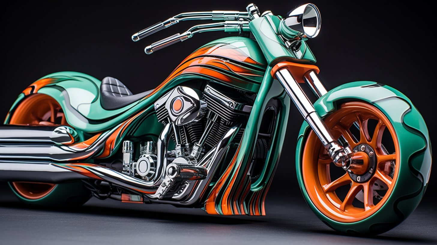 A sleek chopper motorcycle with hot wheels style