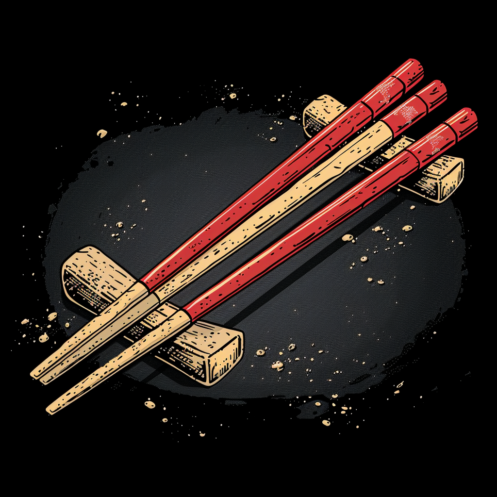 Cartoon illustration of chopsticks on rest