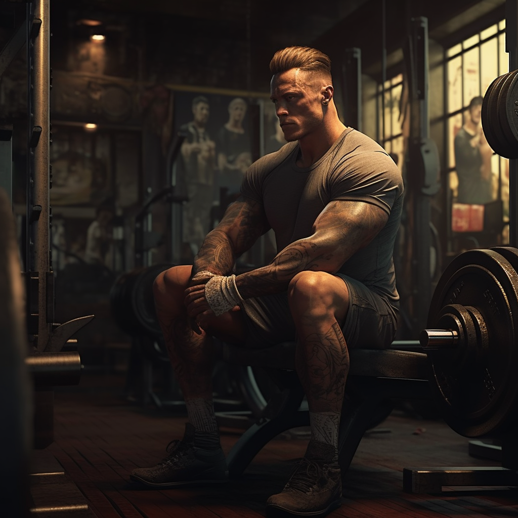 Chris Bumstead with impressive muscles at the gym