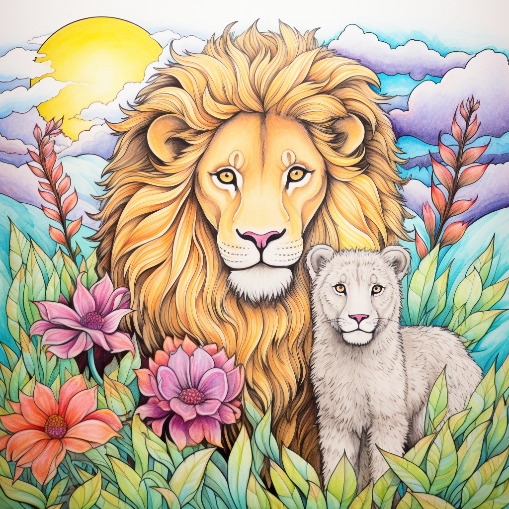 Christian lion and lamb coloring page