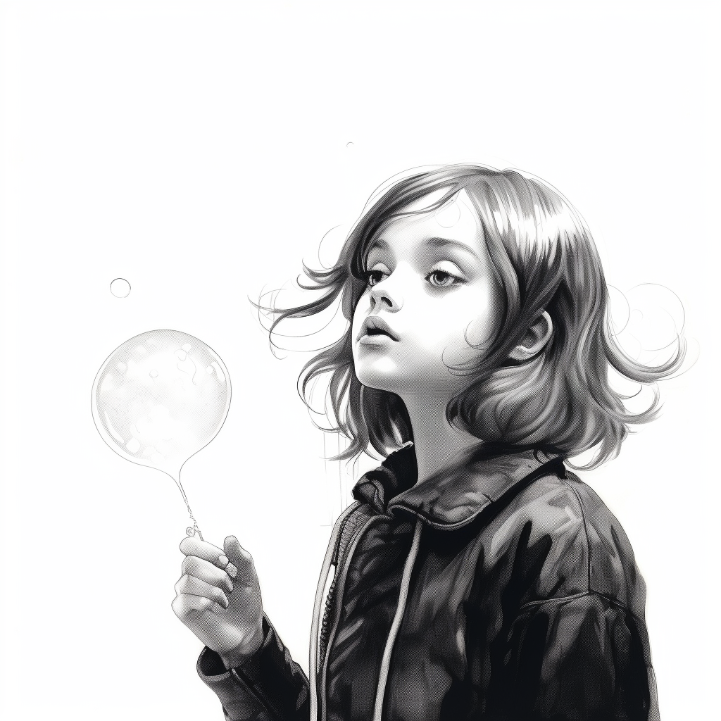 Christina Ricci blowing bubbles line art