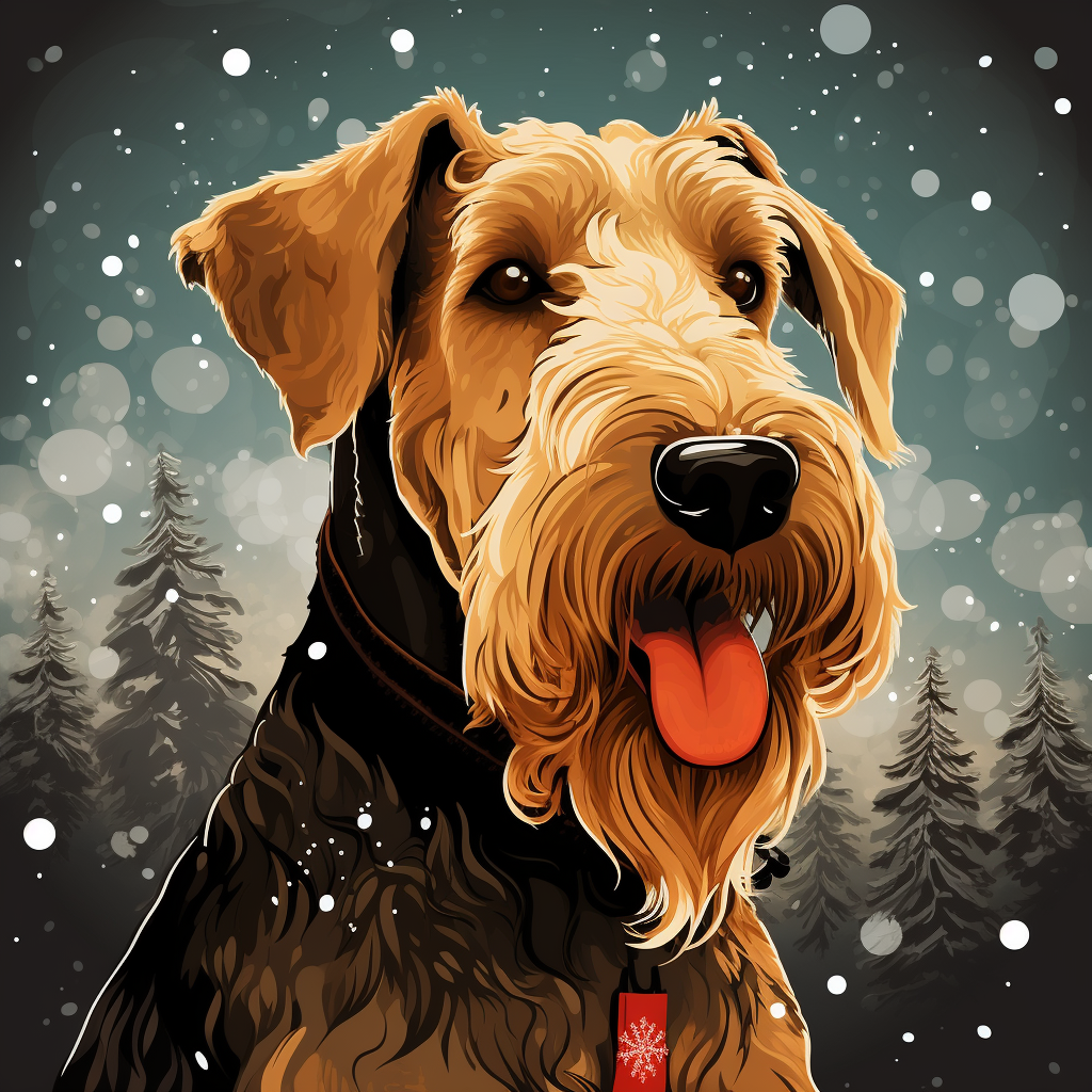 Airedale Terrier in Christmas Graphic Novel Art