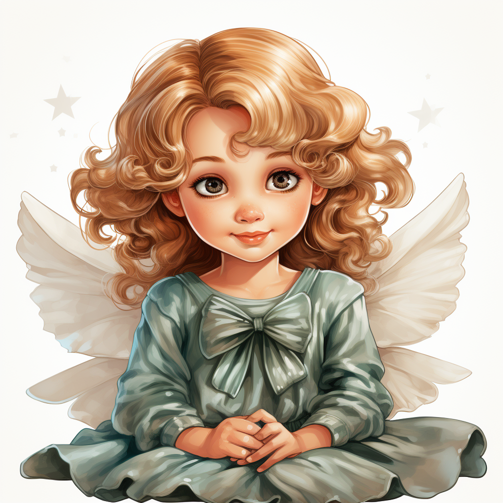 Christmas angel nursery art illustration