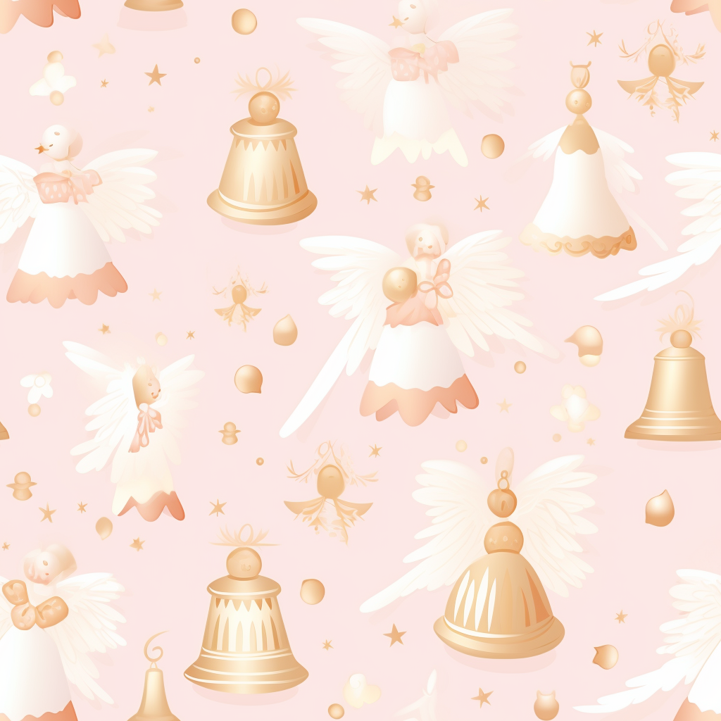 Christmas angels and golden bells pattern