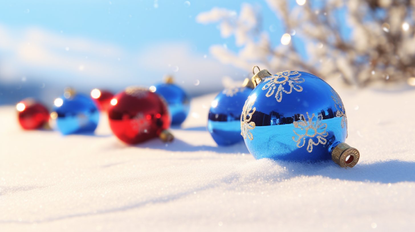 Beautiful Christmas Baubles in the Snow