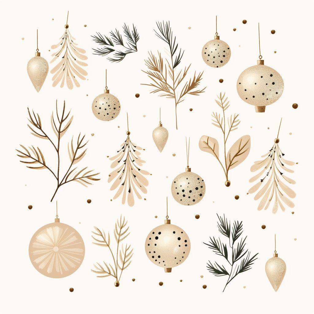 Christmas Beige Decor Leaves Clipart