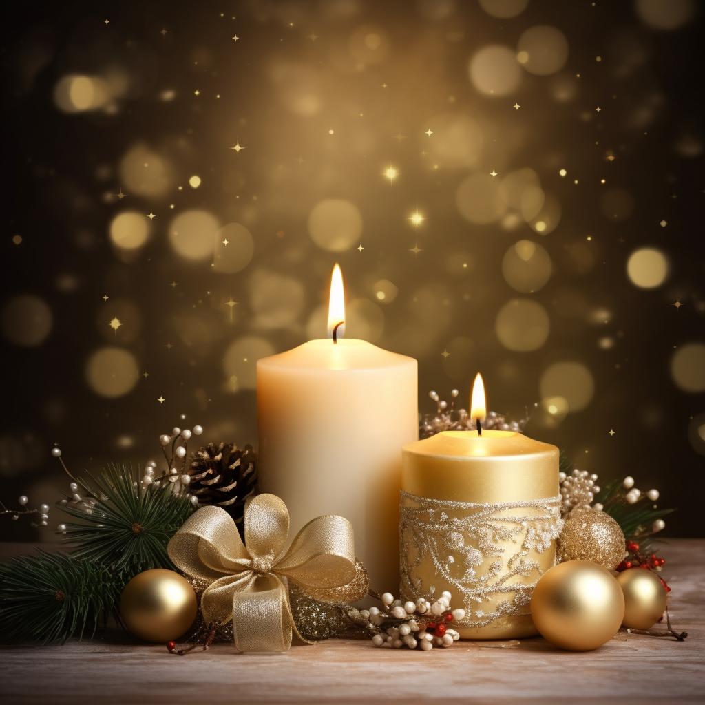 Festive Christmas Candle Mockup Backdrop