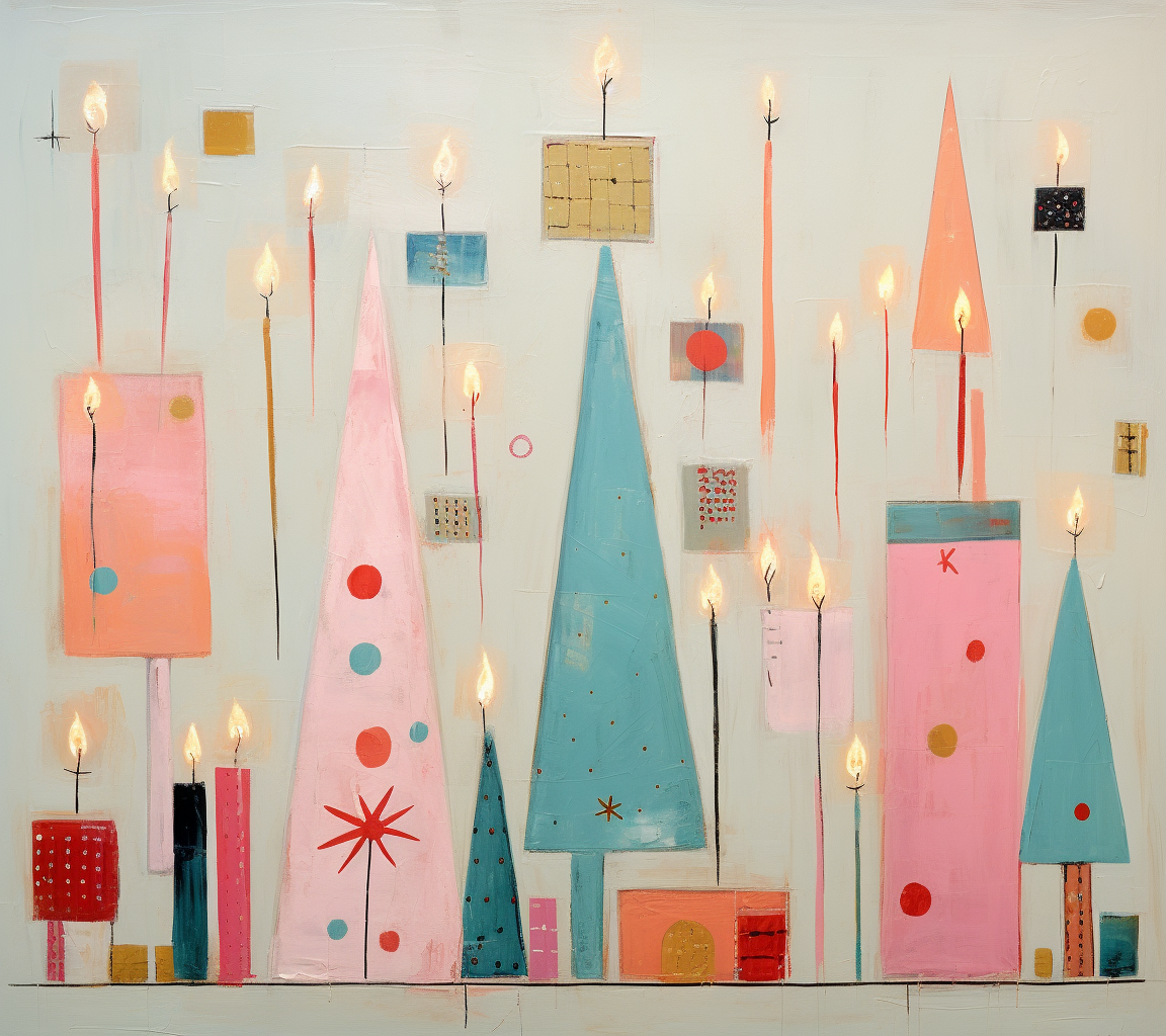 Christmas candles with playful and whimsical design