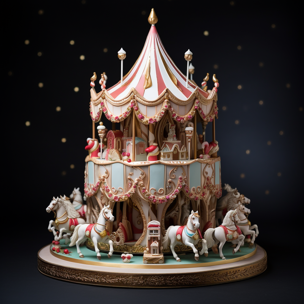 A whimsical Christmas carousel cake