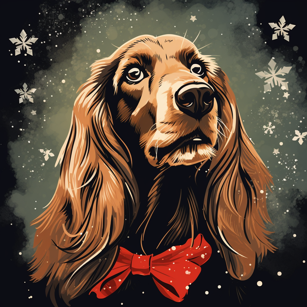 Festive Cocker Spaniel in Graphic Novel Art Style