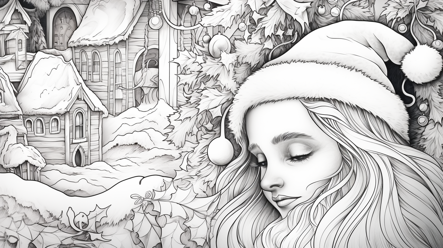 Holiday-themed Christmas coloring page