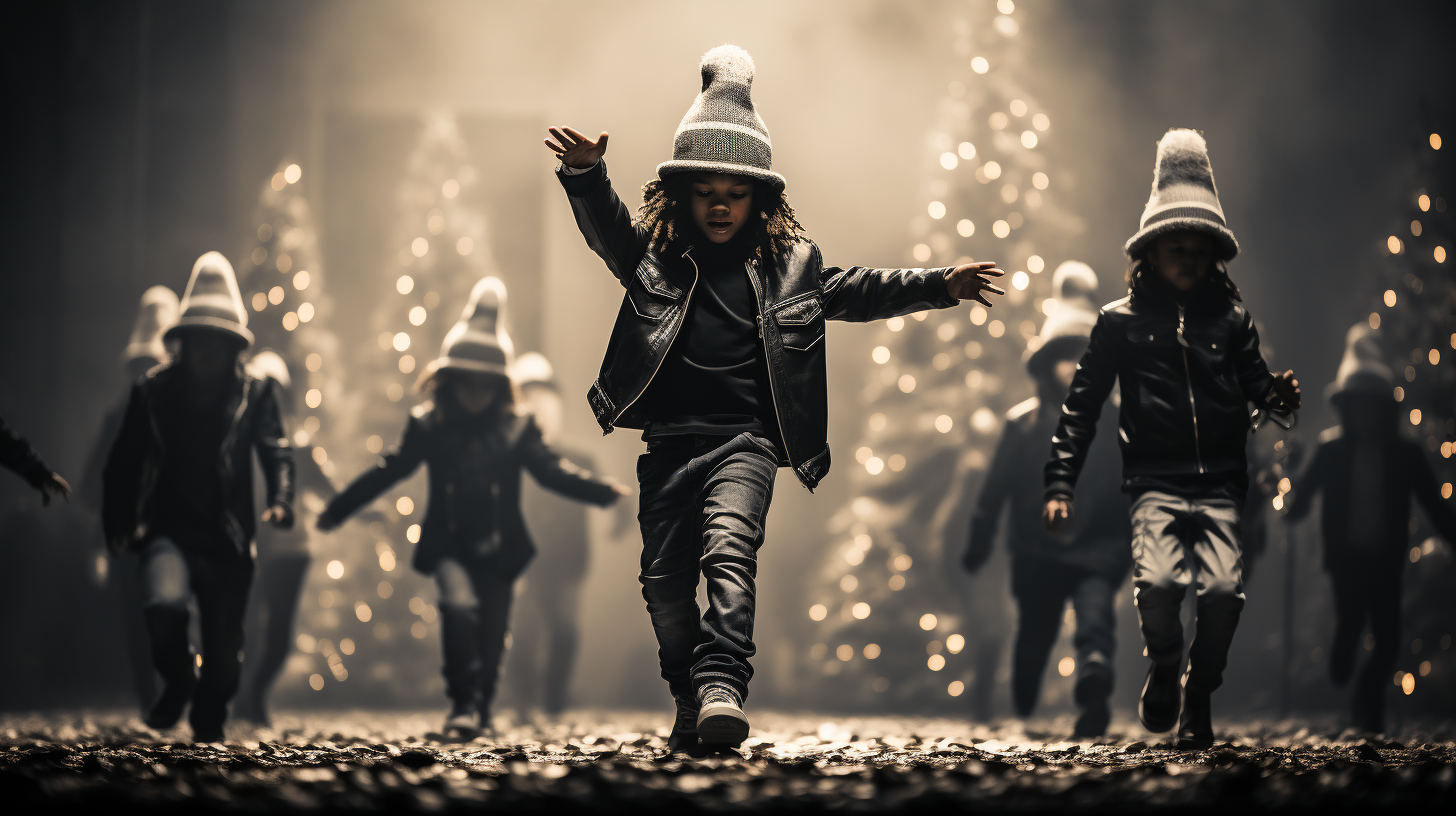 Children performing quirky Christmas dance