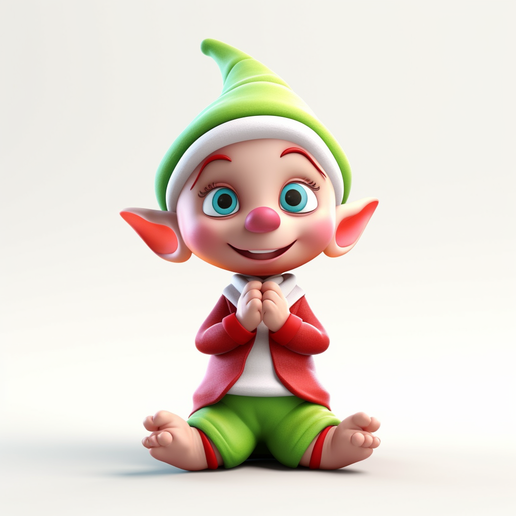 Christmas elf doing a namaste pose