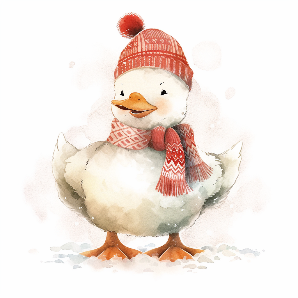 Cute Christmas farm duck painting