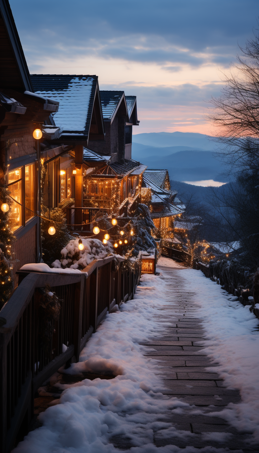 Beautiful snow-covered Christmas festival in Asheville