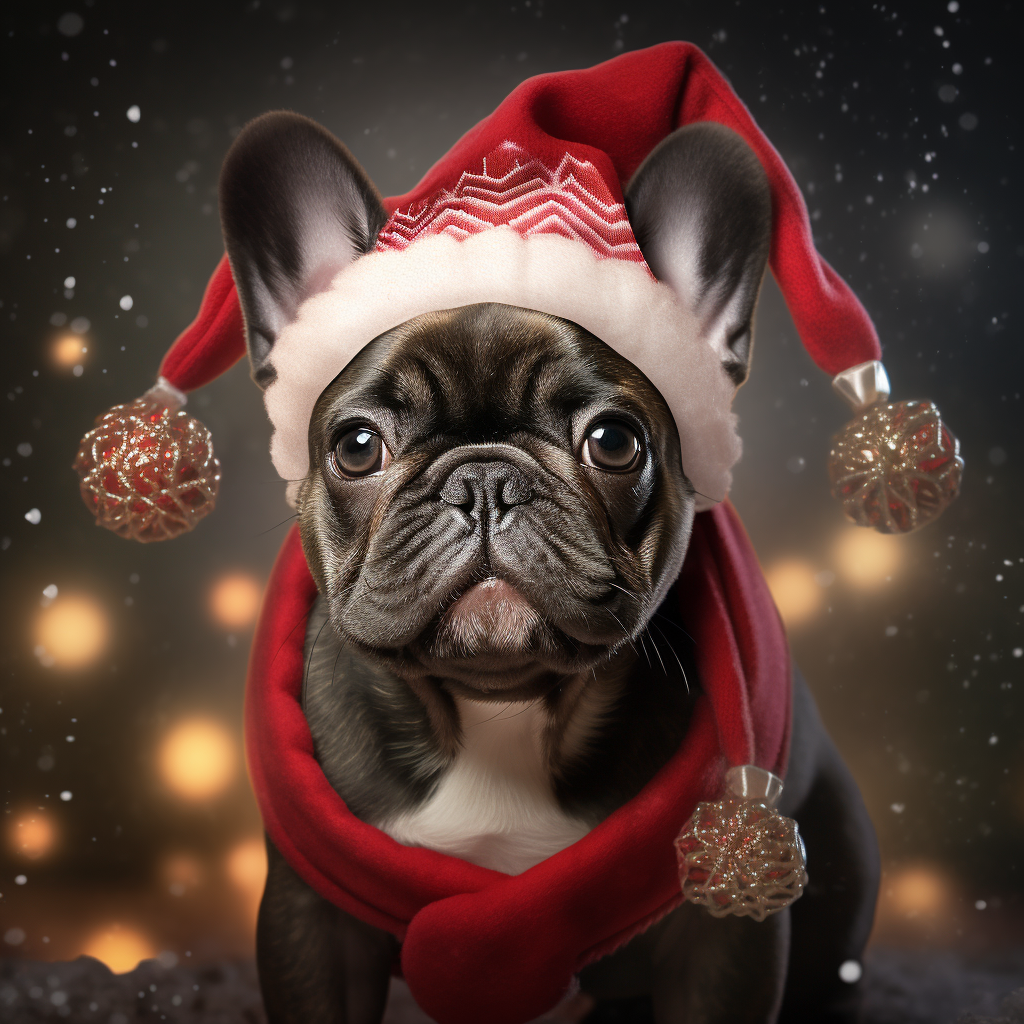 Cute French Bulldog in Christmas Attire