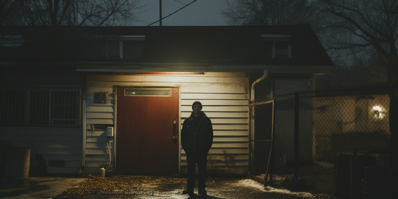 Guy standing in front of festive garage