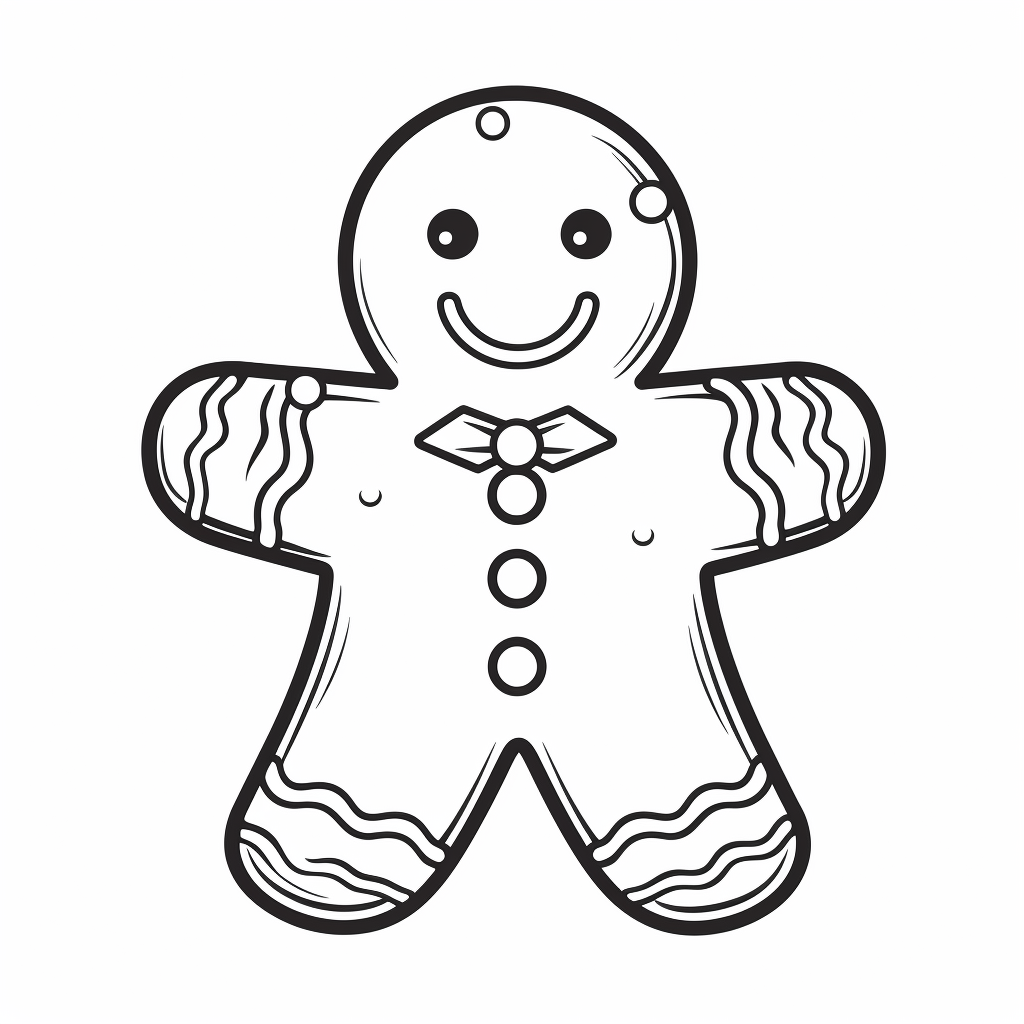 Black and White Cartoon Gingerbread Cookie